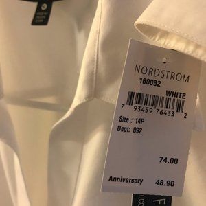 Foxcroft Non-Iron long sleeve shirt, 14P, white